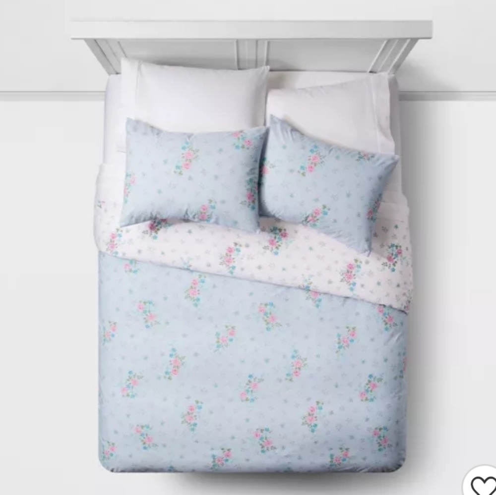 Lily Rose Duvet Cover Set Blue - Simply Shabby Chi - Picture 2 of 13